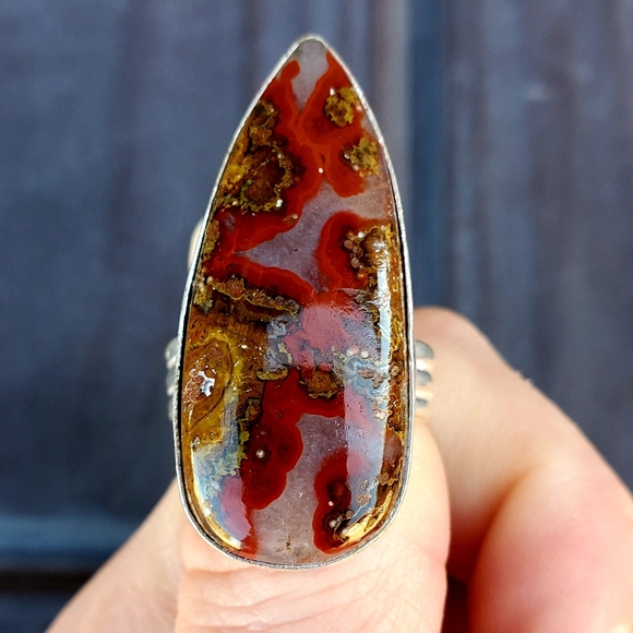 New Moroccan Seam Agate 925 Silver Ring. - Picture 6 of 13